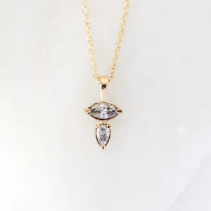 0.34ct Marquise and Pear Diamond Toi Et Moi Necklace