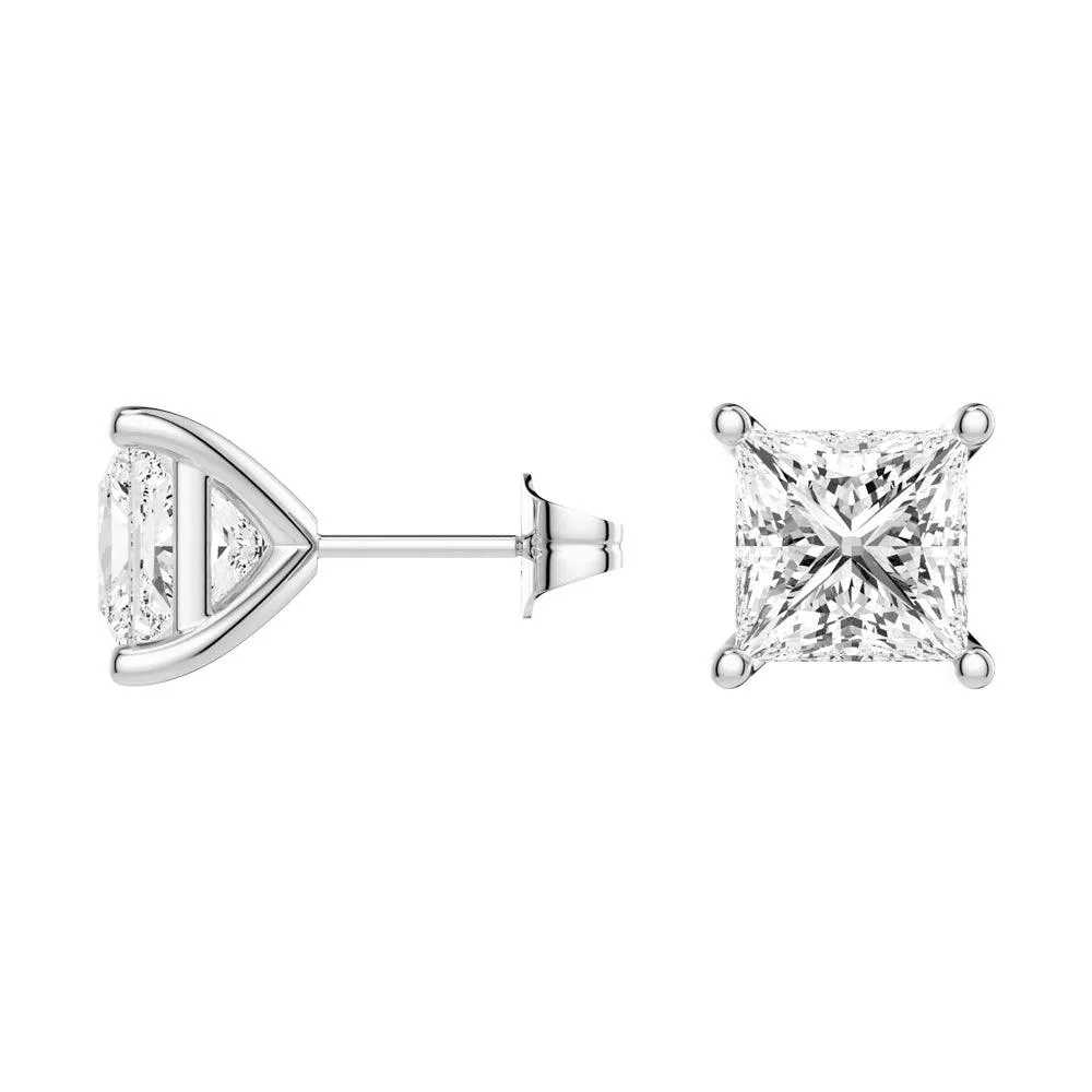 1 CT. Classic Princess Shaped Moissanite Stud Earrings