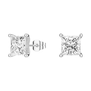 1 CT. Classic Princess Shaped Moissanite Stud Earrings
