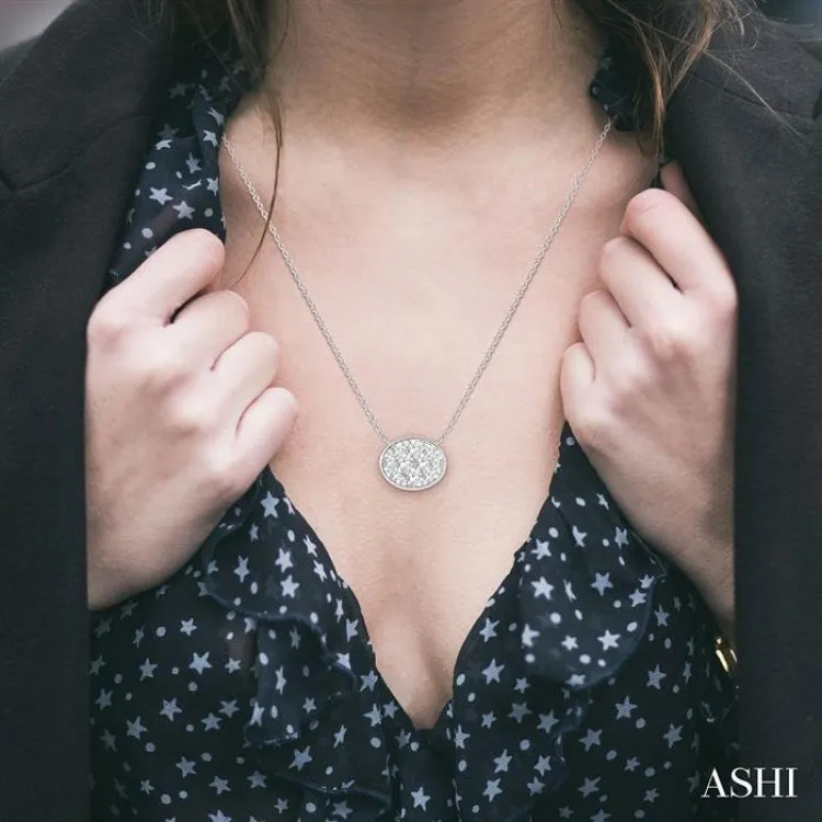 1 Ctw Oval Shape Lovebright Diamond Necklace in 14K White Gold