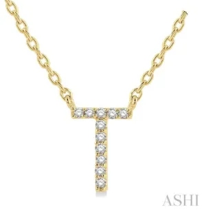 10K Gold "T" Diamond Initial Necklace