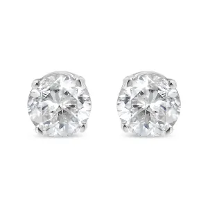 10K White Gold 1/6 Cttw Round Brilliant-Cut Near Colorless Near Colorless Diamond Classic 4-Prong Stud Earrings (I-J Color, SI1-SI2 Clarity)