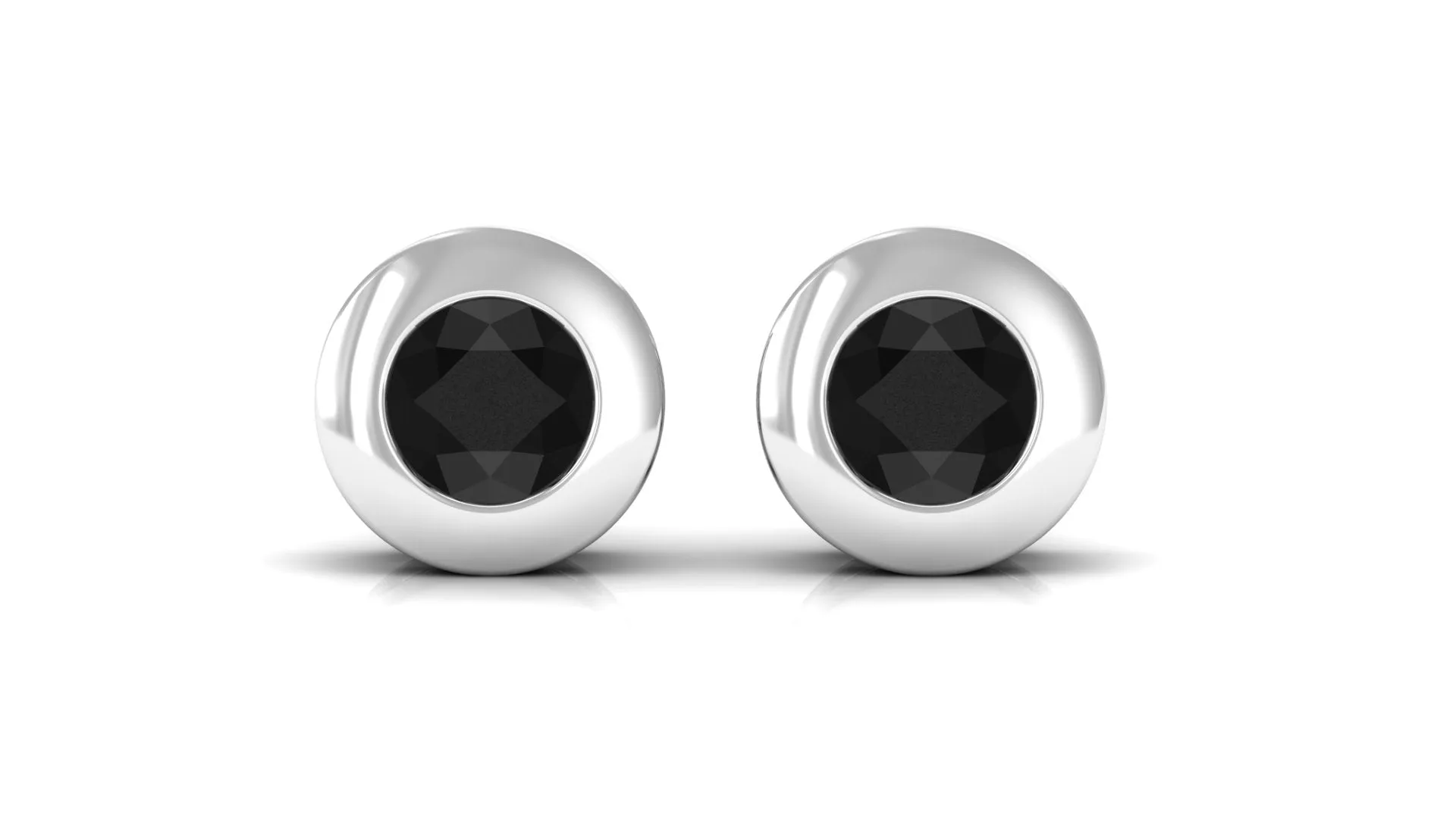 1/2 CT Bezel Set Round Black Onyx Solitaire Stud Earrings