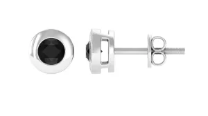 1/2 CT Bezel Set Round Black Onyx Solitaire Stud Earrings