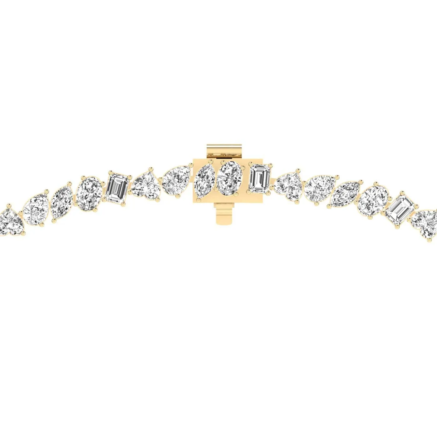 14K & 18K Gold and Diamond Tennis Necklace Multi-shpae, Lab Grown, 17.25 ct