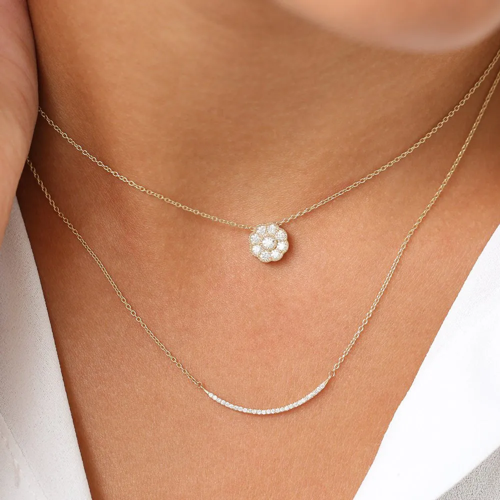 14k Floral Diamond Pendant
