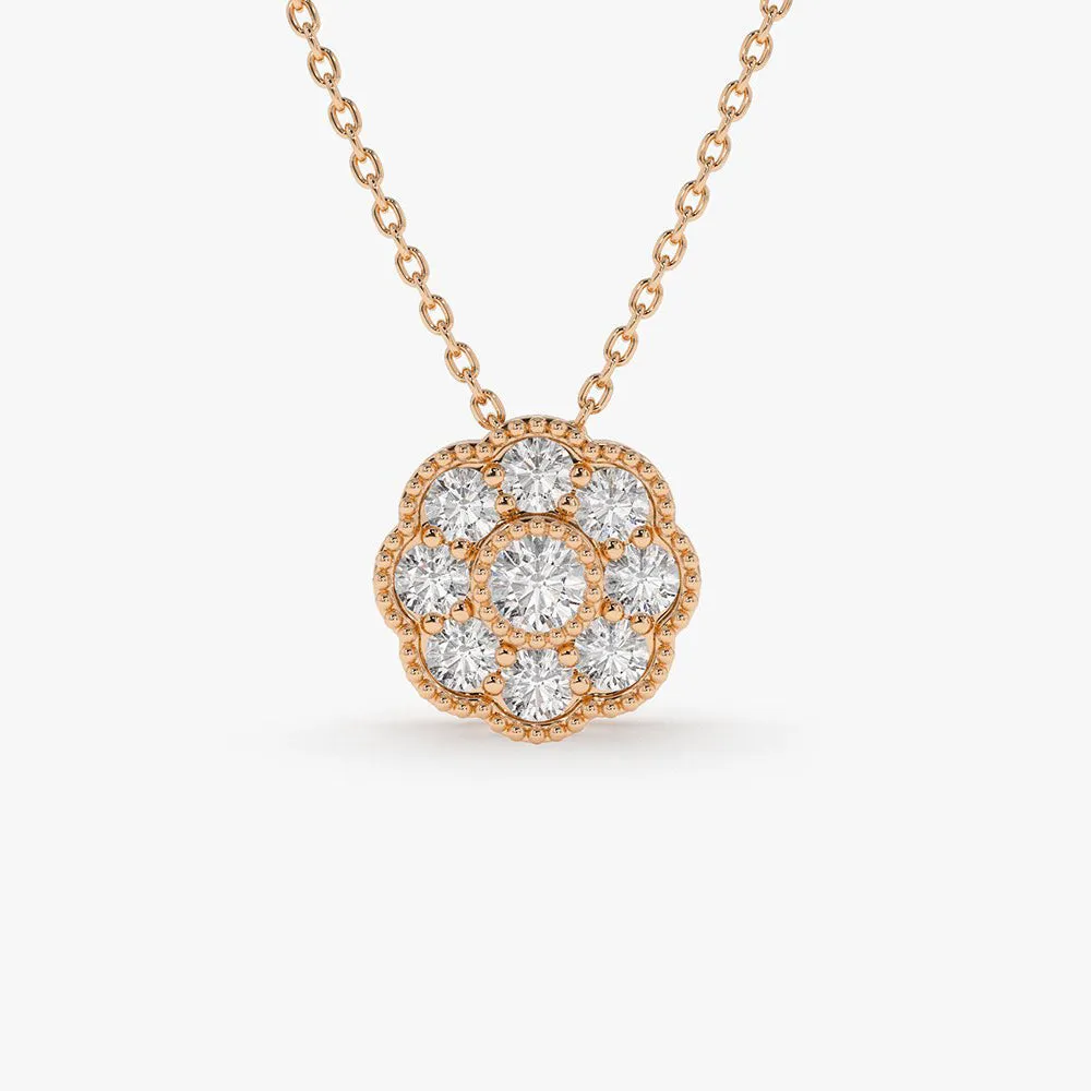 14k Floral Diamond Pendant