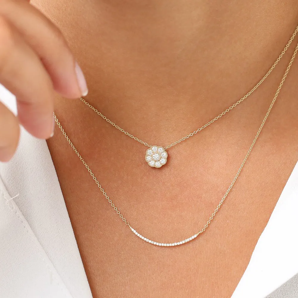 14k Floral Diamond Pendant