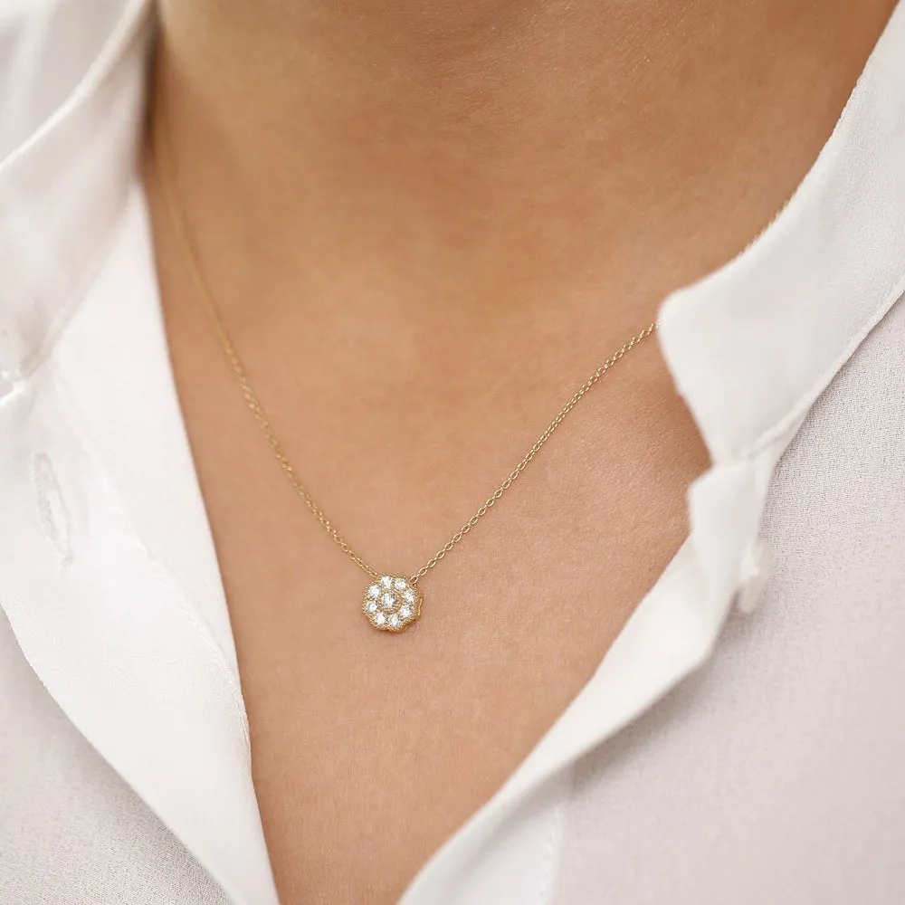 14k Floral Diamond Pendant