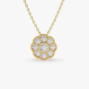 14k Floral Diamond Pendant