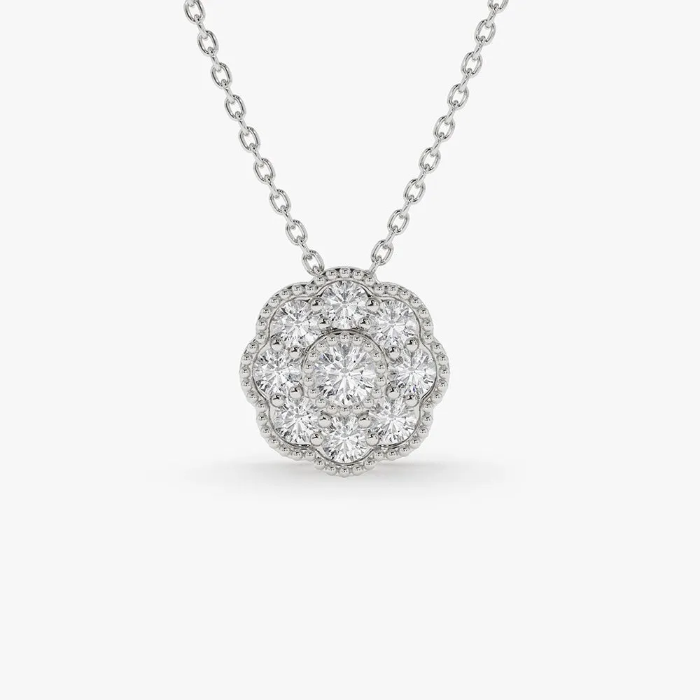 14k Floral Diamond Pendant