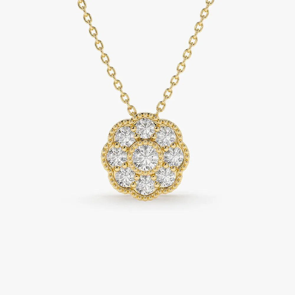 14k Floral Diamond Pendant