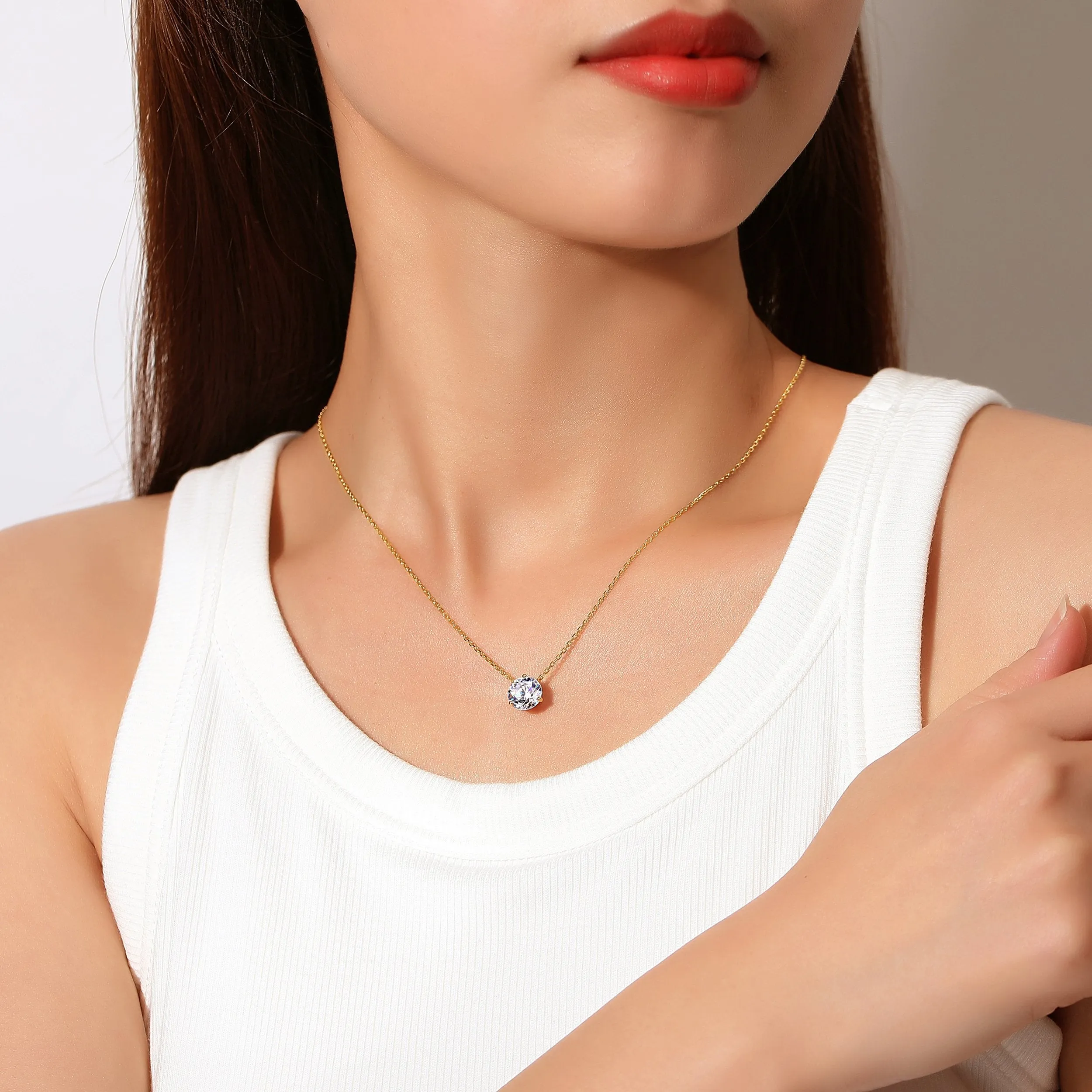 14K Gold Chain Necklace with GRA-Certified Moissanite