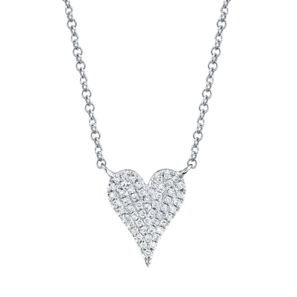 14k Gold Diamond Pave Heart Necklace. Available in 4 Diamond Weights in White, Rose or Yellow