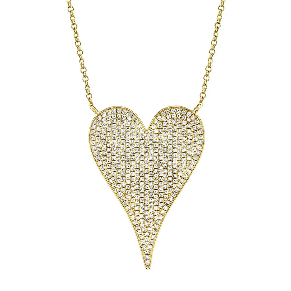 14k Gold Diamond Pave Heart Necklace. Available in 4 Diamond Weights in White, Rose or Yellow