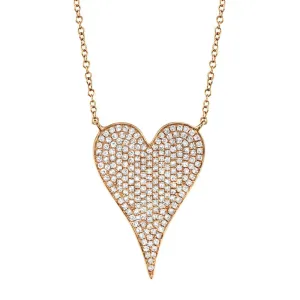 14k Gold Diamond Pave Heart Necklace. Available in 4 Diamond Weights in White, Rose or Yellow