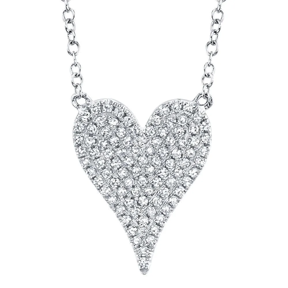 14k Gold Diamond Pave Heart Necklace. Available in 4 Diamond Weights in White, Rose or Yellow
