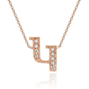 14K Rose Gold Armenian Initial Diamond Necklace