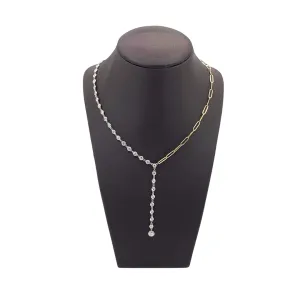 14K Two-Tone Gold Diamond Paperclip Necklace