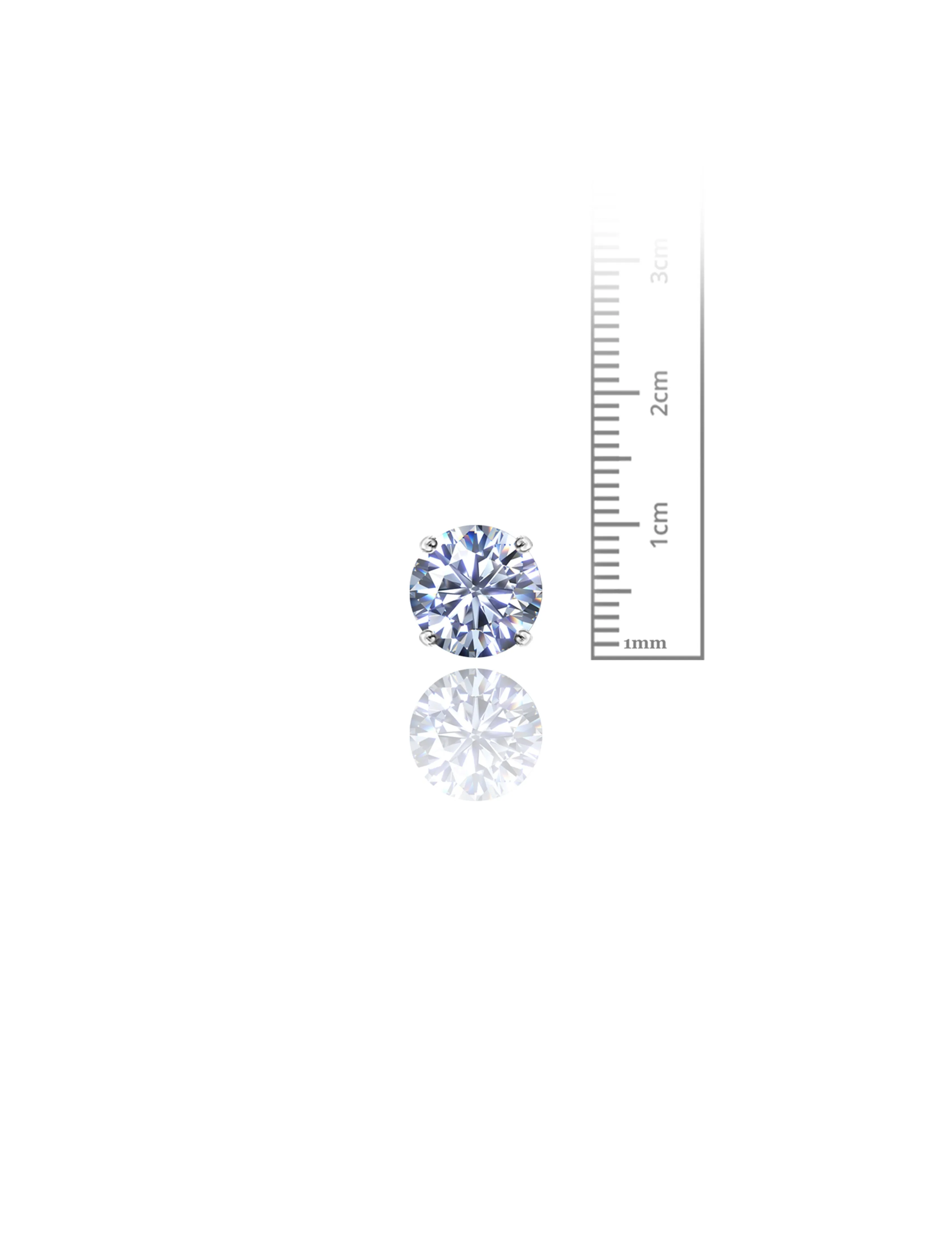 14K White Gold 10MM Round CZ Pushback Stud Earrings