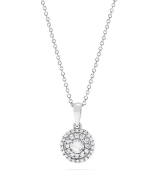 14K White Gold Diamond Halo Pendant