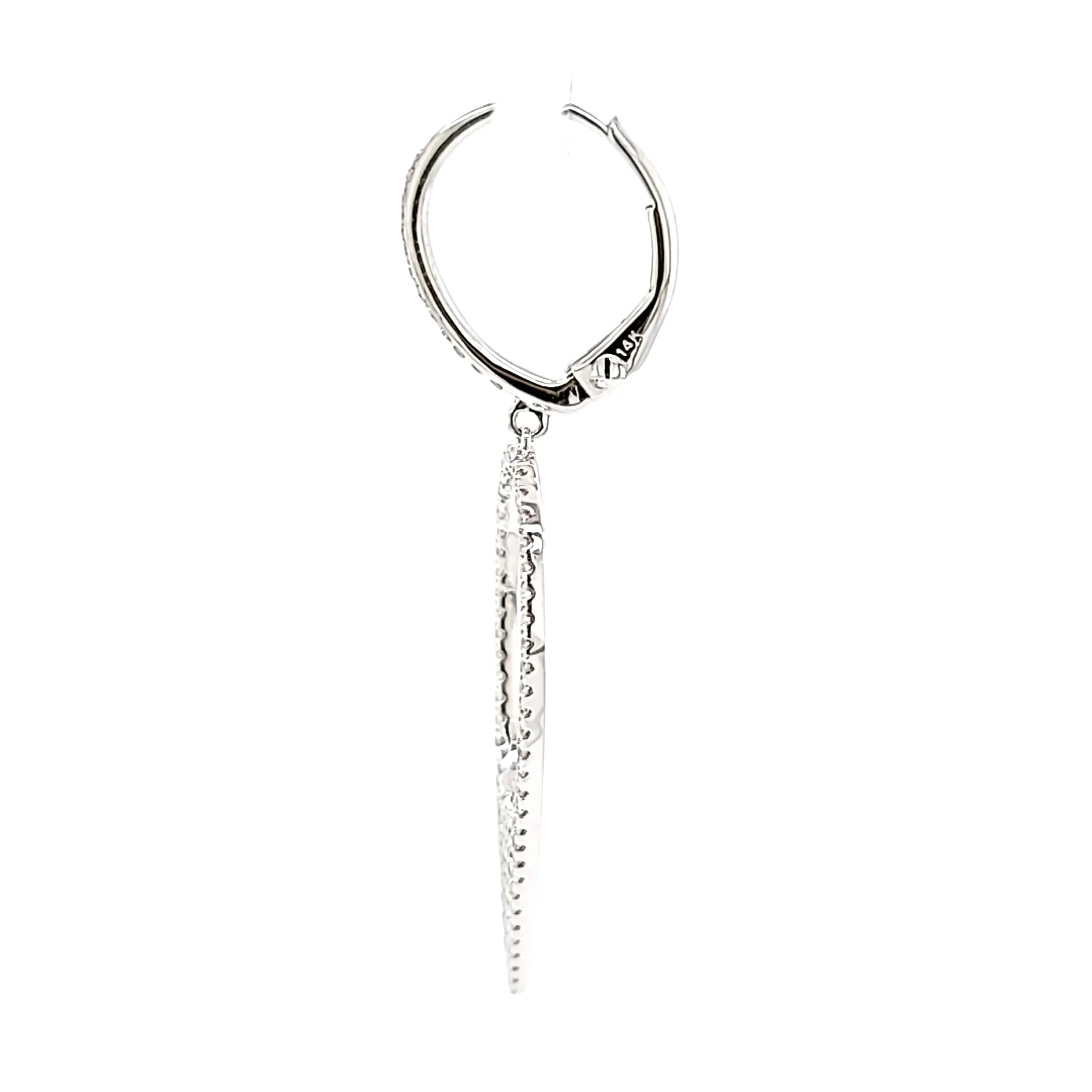 14k White Gold Diamond Negative Space Point Dangle Earrings (I7523)