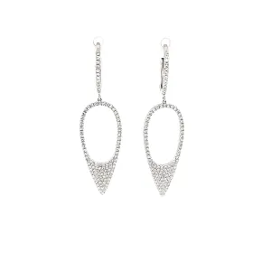 14k White Gold Diamond Negative Space Point Dangle Earrings (I7523)