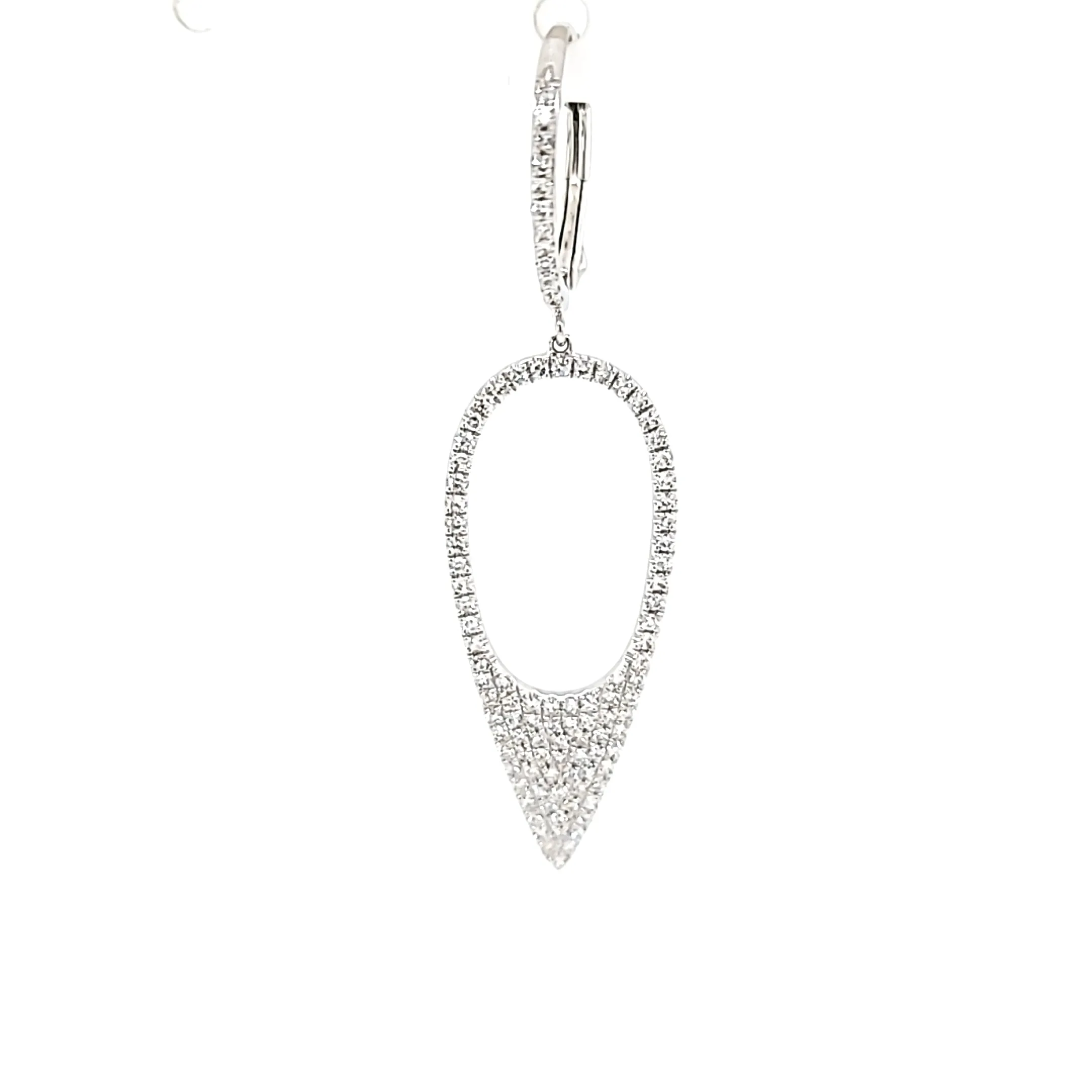 14k White Gold Diamond Negative Space Point Dangle Earrings (I7523)