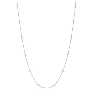14k White Gold Diamond Station Necklace 18"
