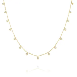 14k Yellow Gold .15ctw Diamond Drop Station Necklace (I8269)