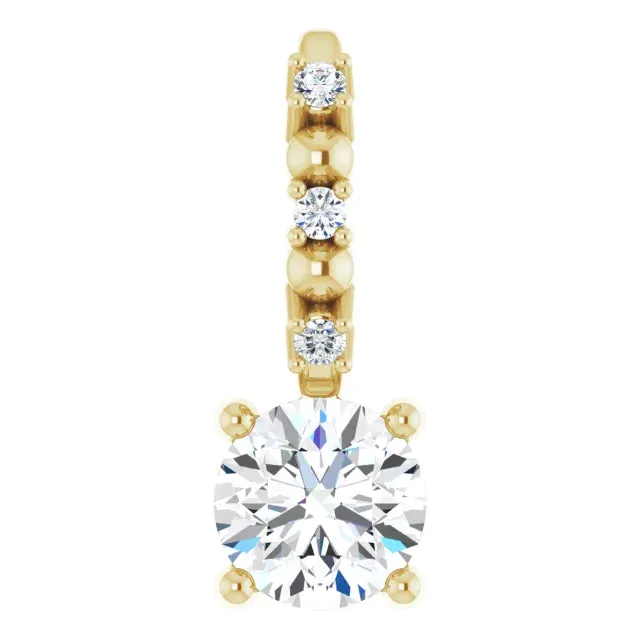 14K Yellow Gold Imitation Diamond & .01 CTW Natural Diamond Charm/Pendant