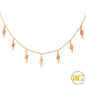 14KR 0.15CTW DIAMOND NECKLACE - 7 LIGHTING BOLTS