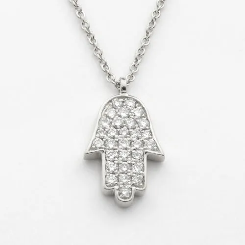 14KW 0.25CTW DIAMOND - HAMSA NECKLACE
