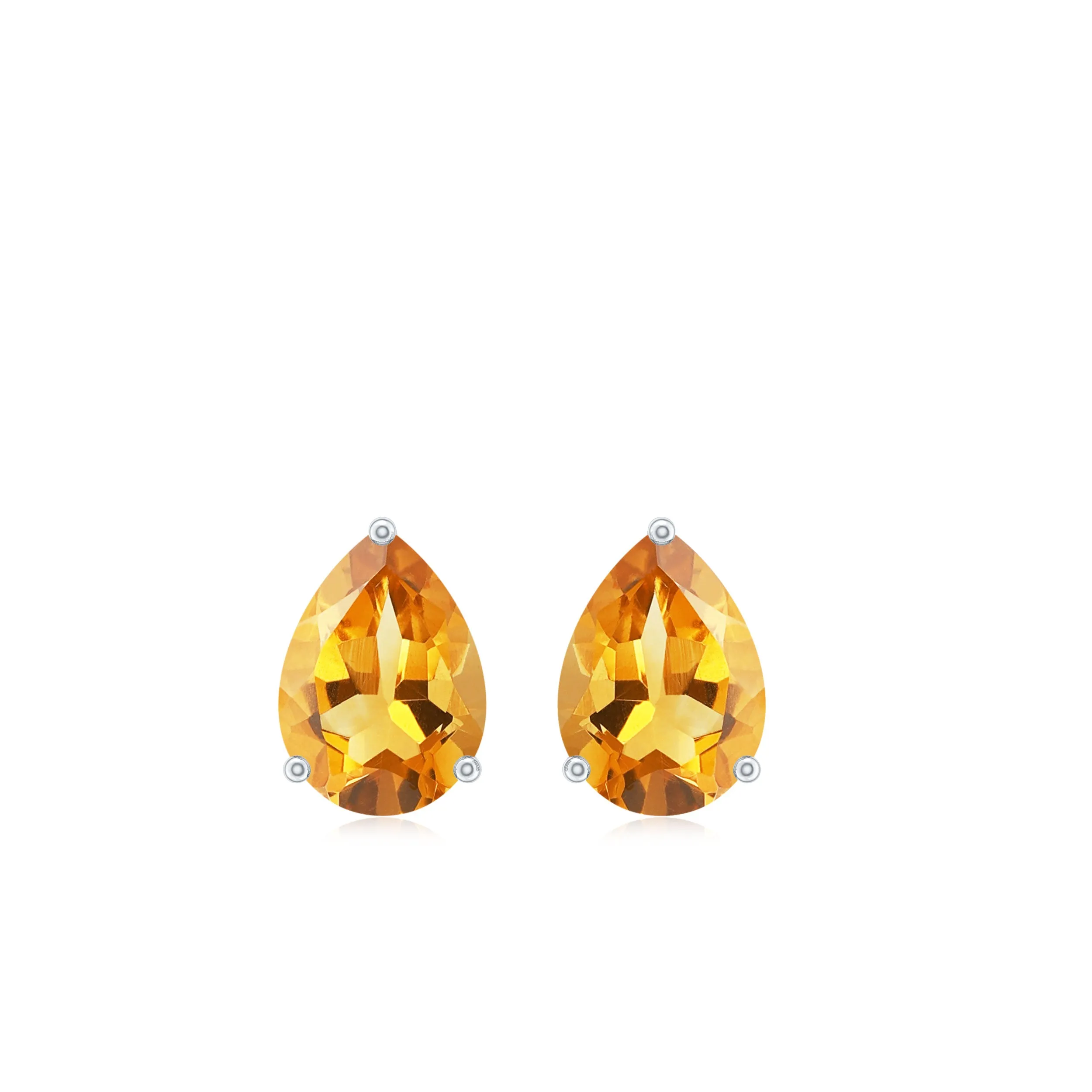1.5 CT Pear Cut Citrine Solitaire Earrings