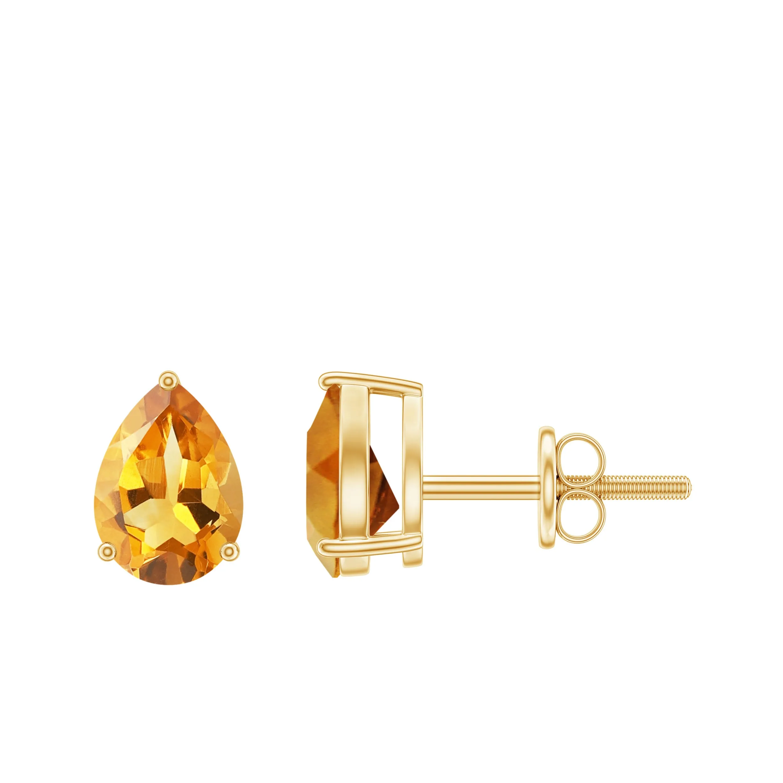 1.5 CT Pear Cut Citrine Solitaire Earrings