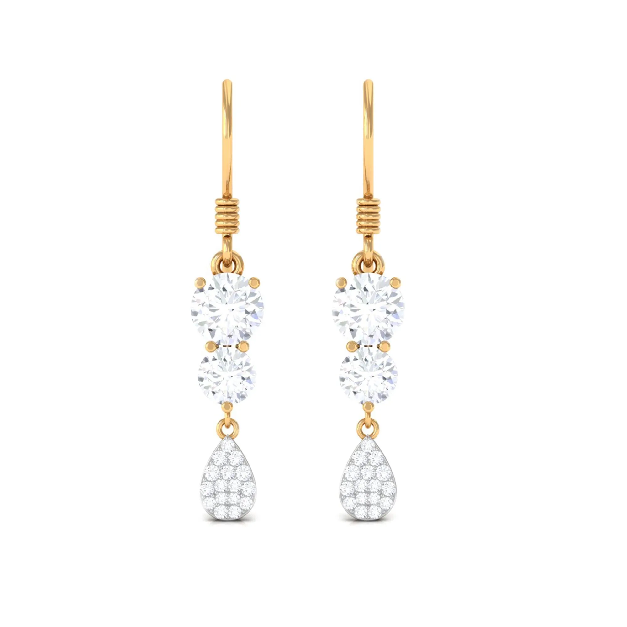1.75 CT Moissanite Minimal Dangle Earrings in Gold