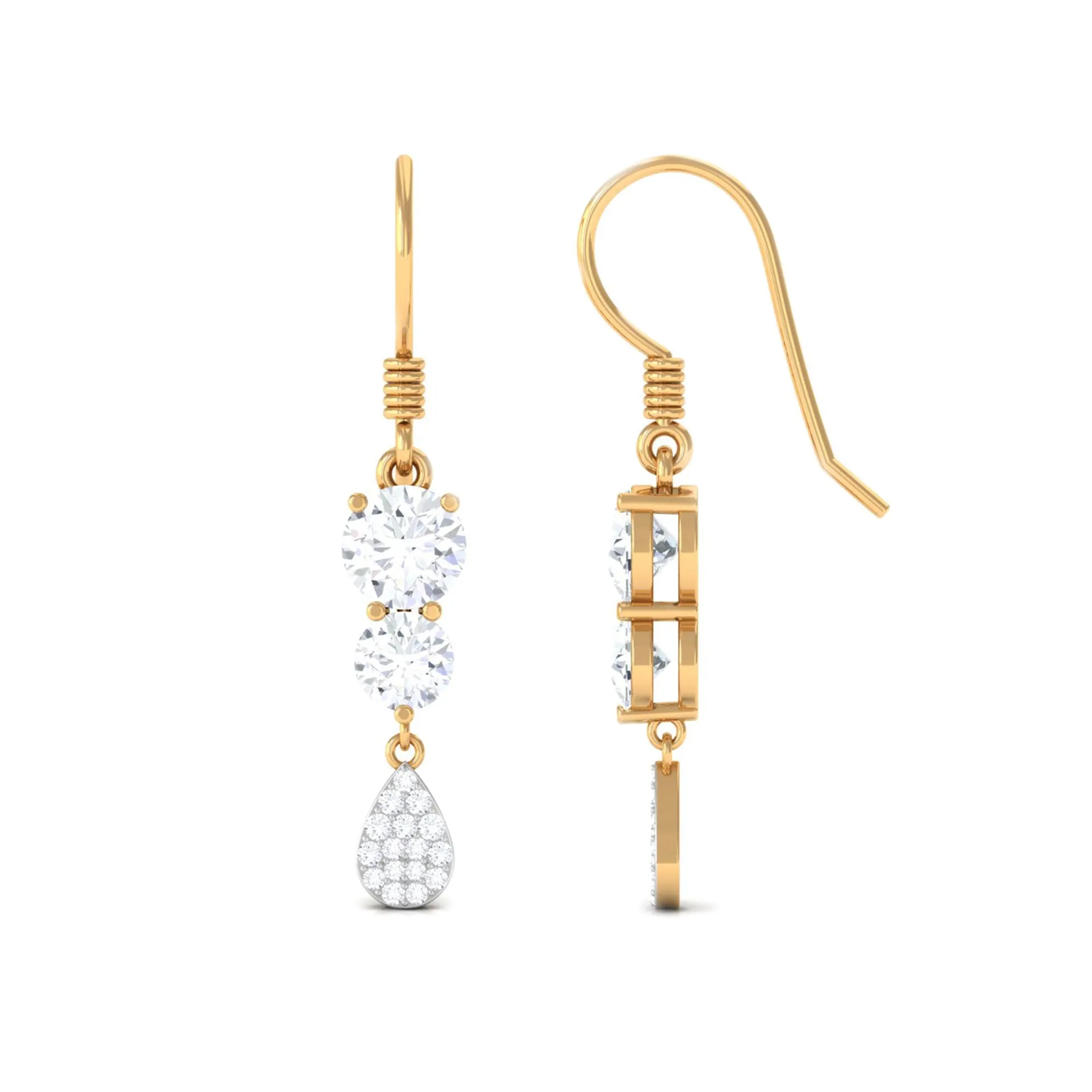 1.75 CT Moissanite Minimal Dangle Earrings in Gold