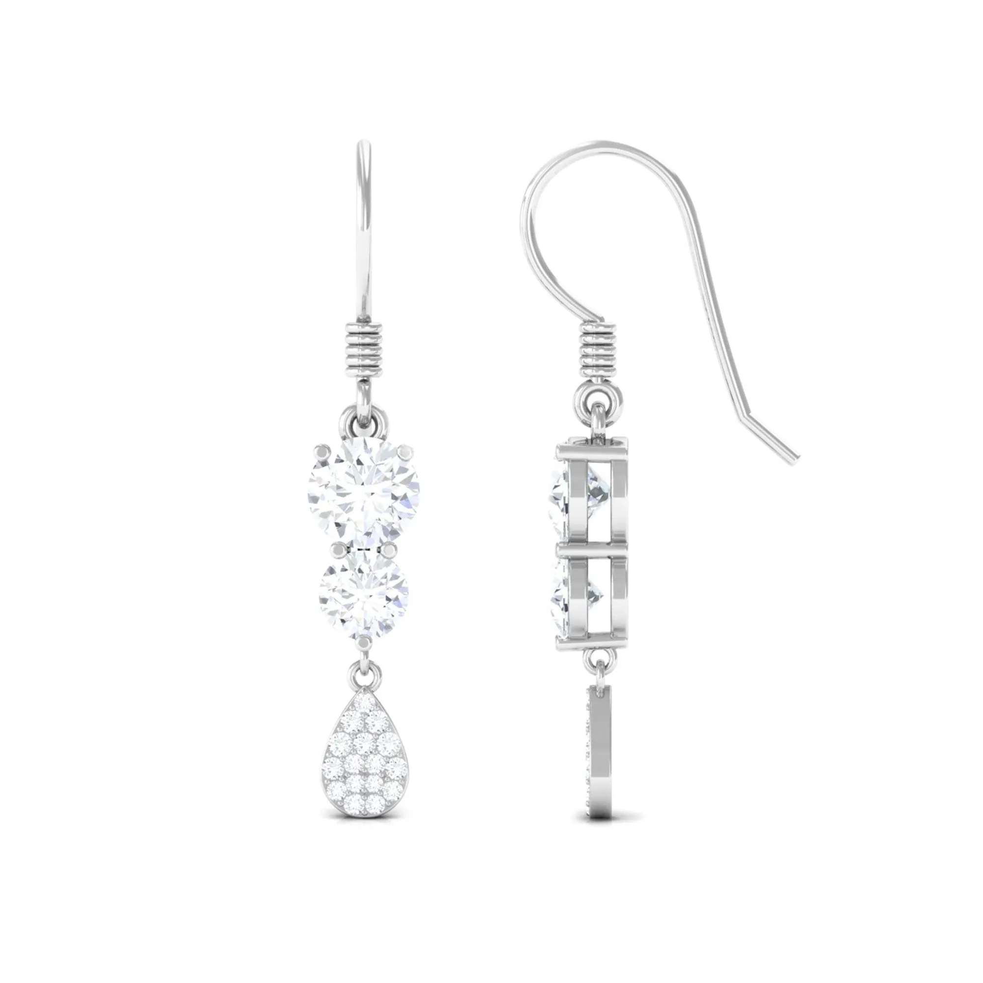 1.75 CT Moissanite Minimal Dangle Earrings in Gold