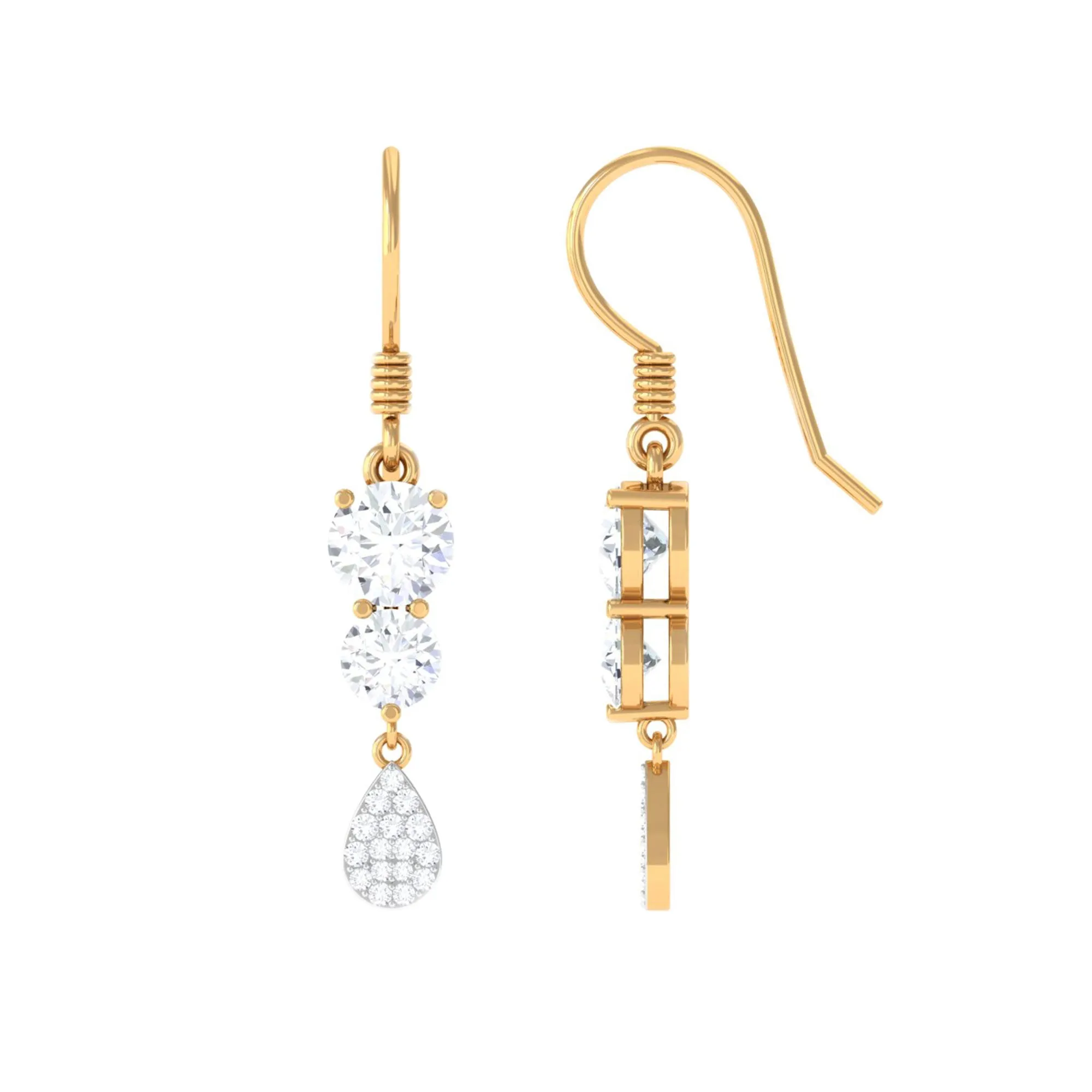 1.75 CT Moissanite Minimal Dangle Earrings in Gold