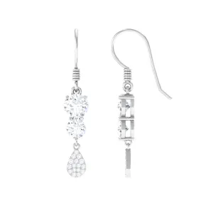 1.75 CT Moissanite Minimal Dangle Earrings in Gold