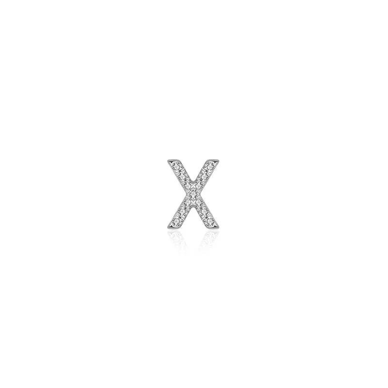 18k Gold Initial Letter "X" Diamond Pandent   Necklace