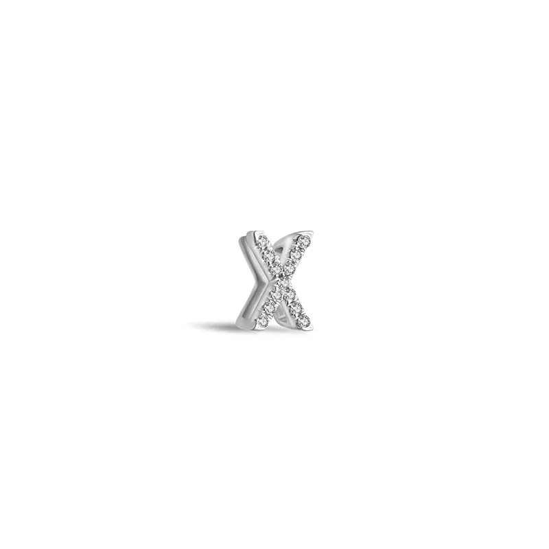18k Gold Initial Letter "X" Diamond Pandent   Necklace