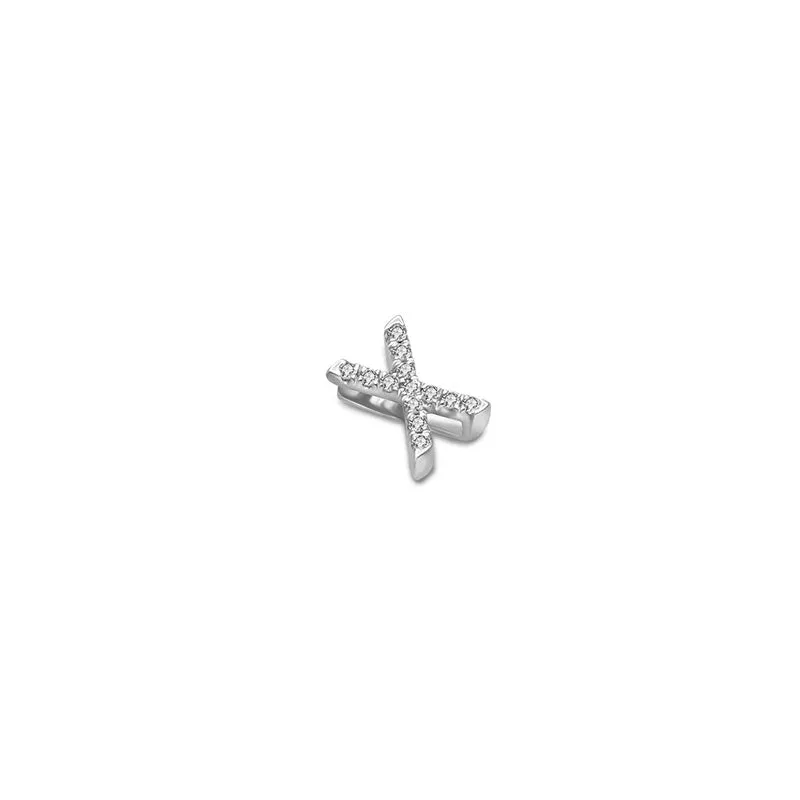 18k Gold Initial Letter "X" Diamond Pandent   Necklace