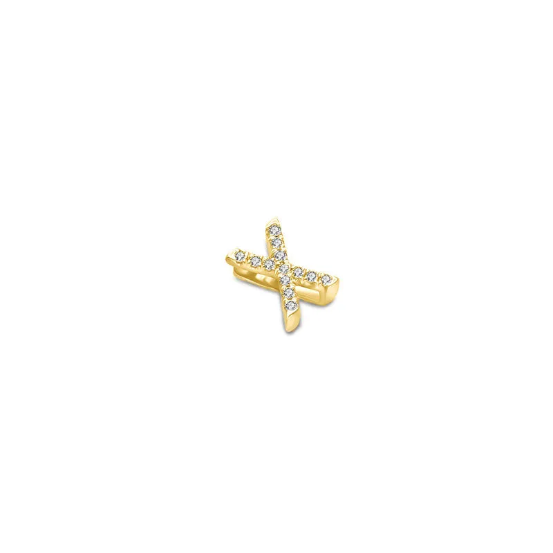 18k Gold Initial Letter "X" Diamond Pandent   Necklace