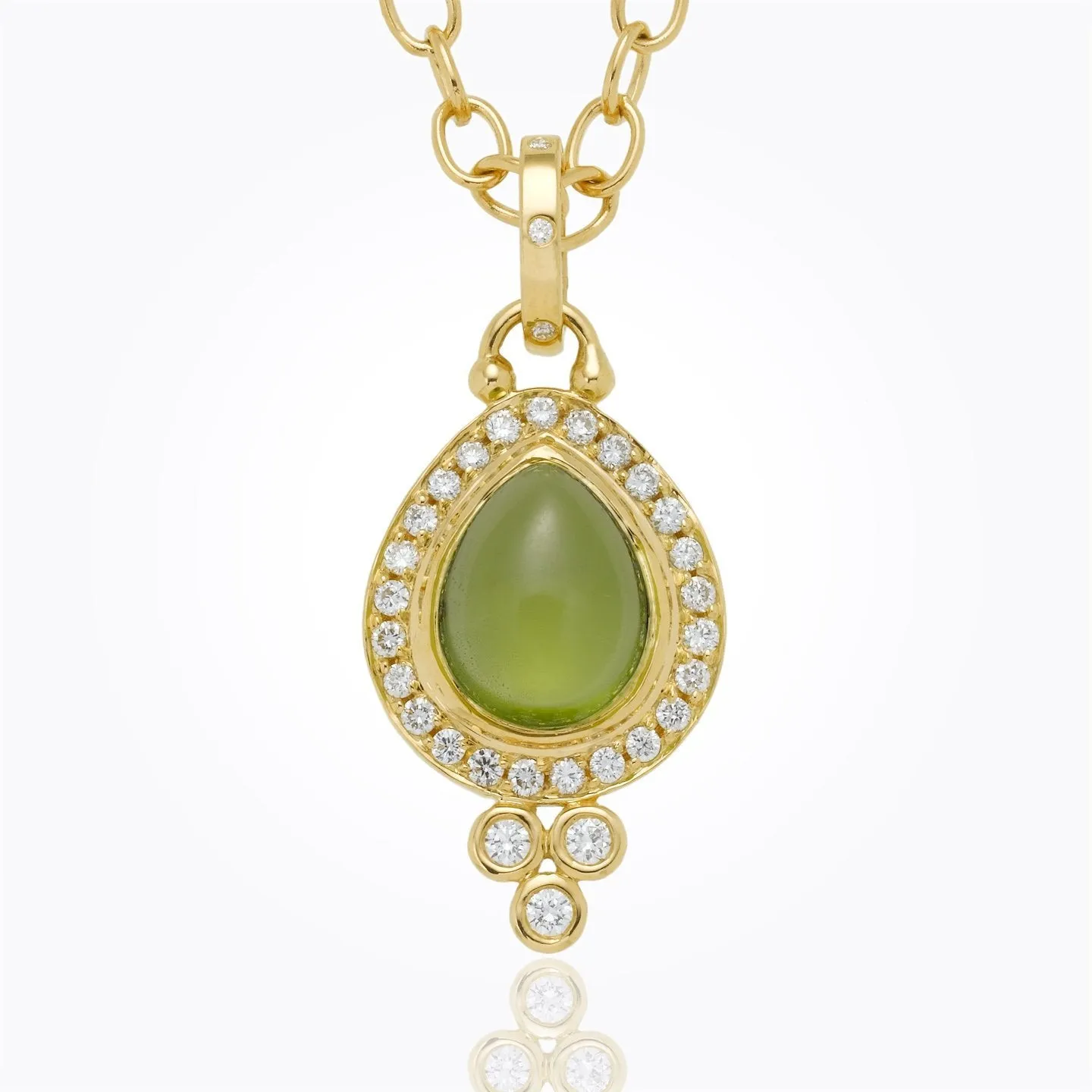 18K Pave Halo Pear Drop Pendant
