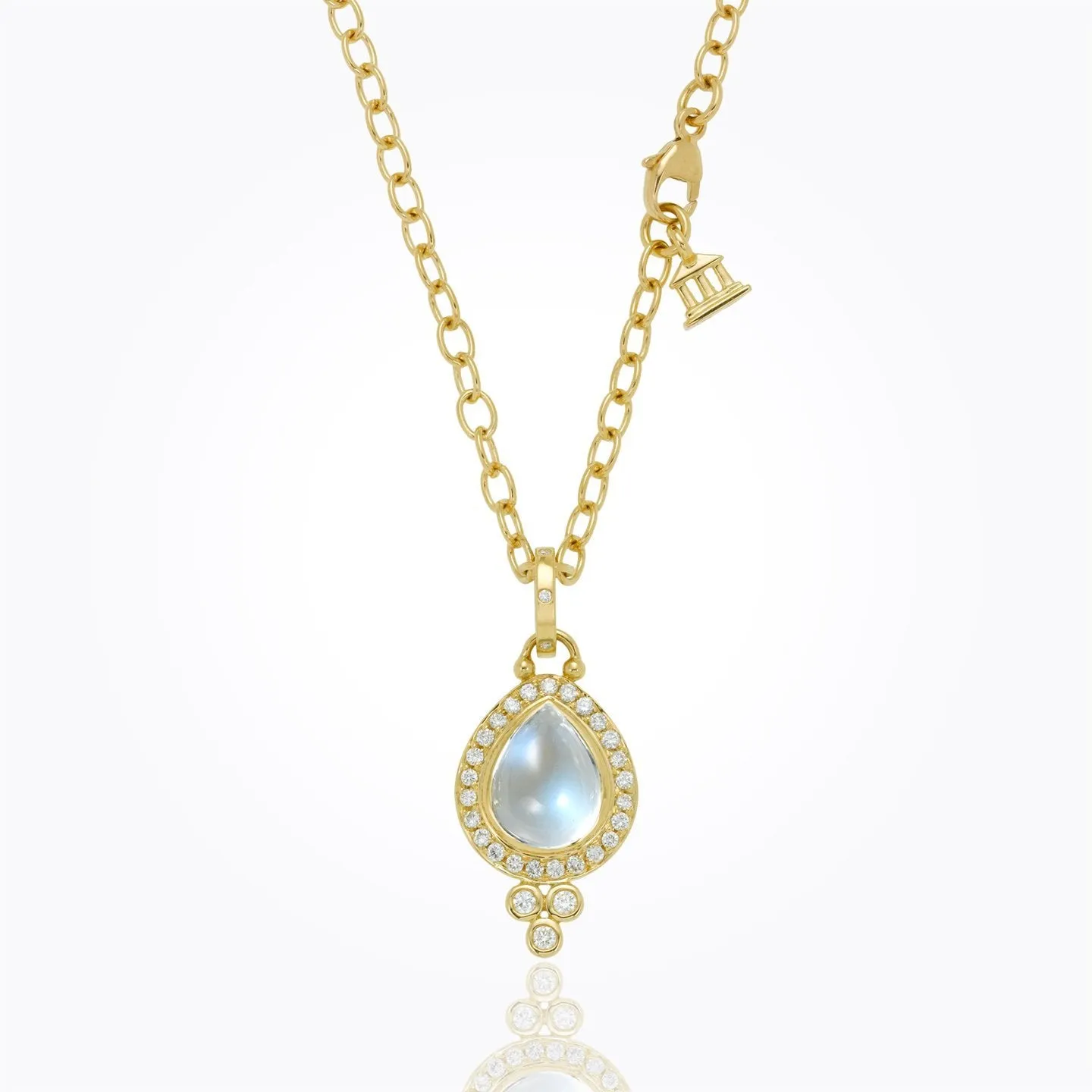 18K Pave Halo Pear Drop Pendant