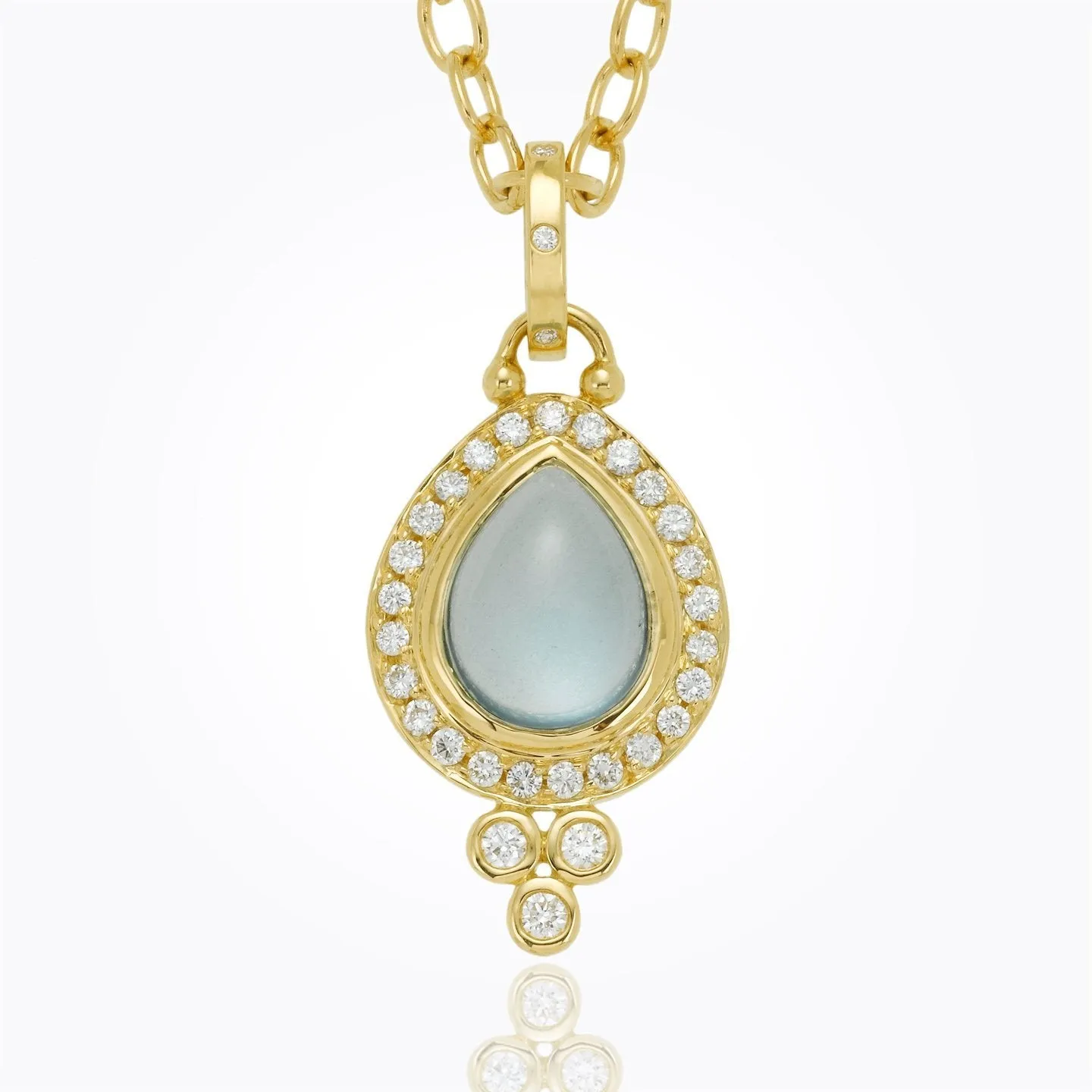 18K Pave Halo Pear Drop Pendant