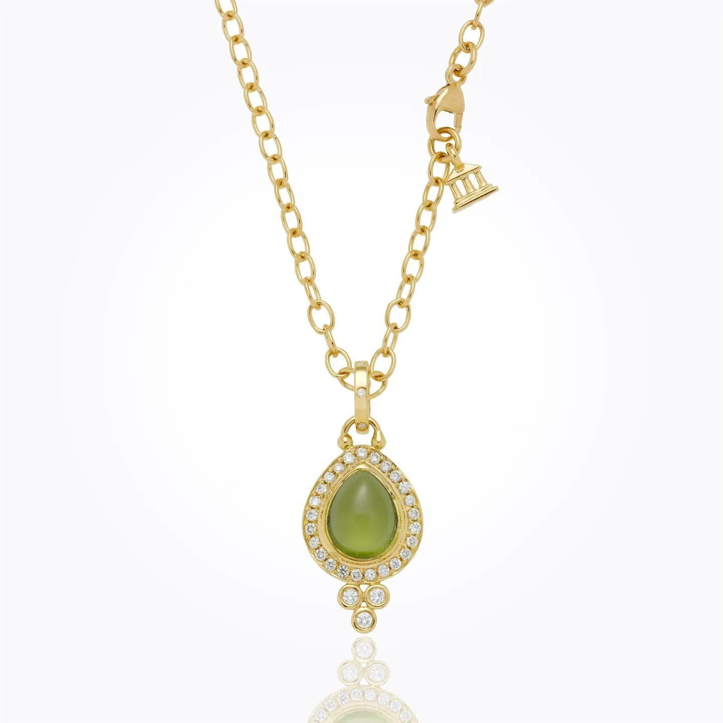 18K Pave Halo Pear Drop Pendant