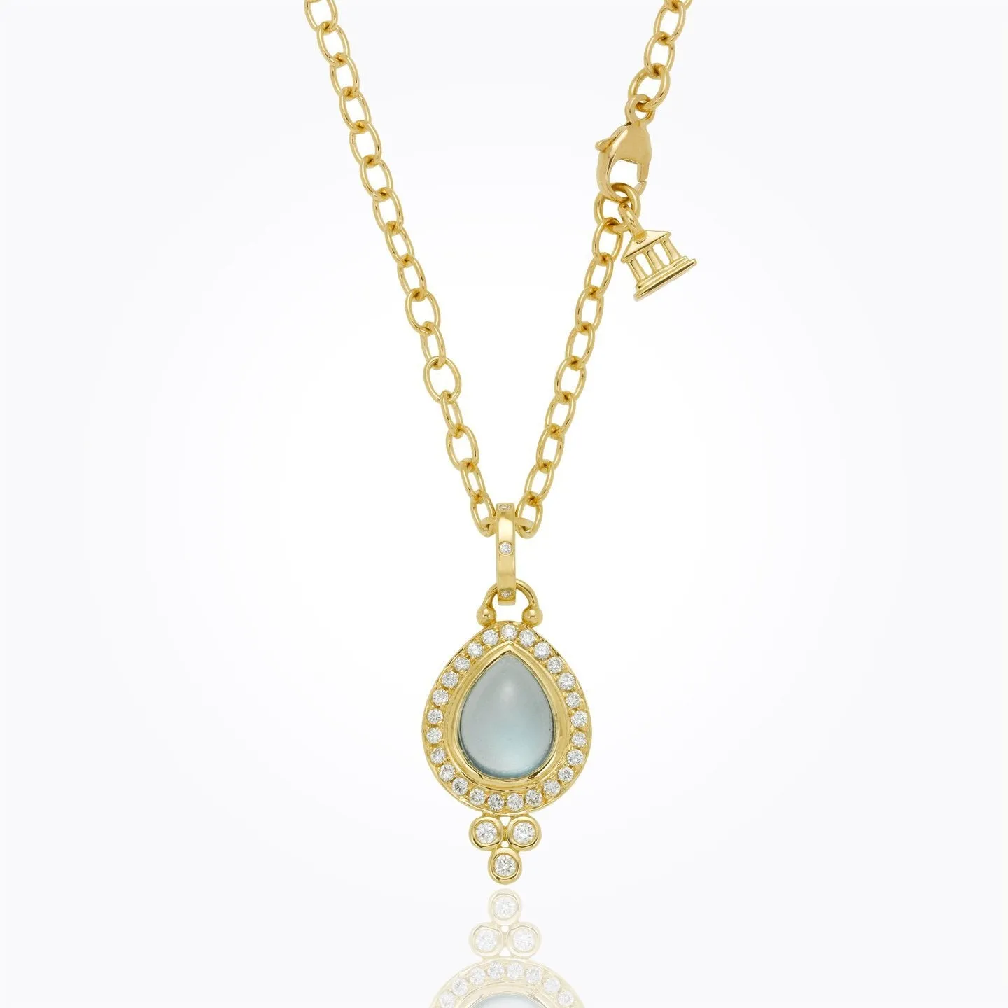 18K Pave Halo Pear Drop Pendant