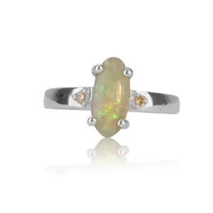 18kt White Gold Opal and Diamond Ring